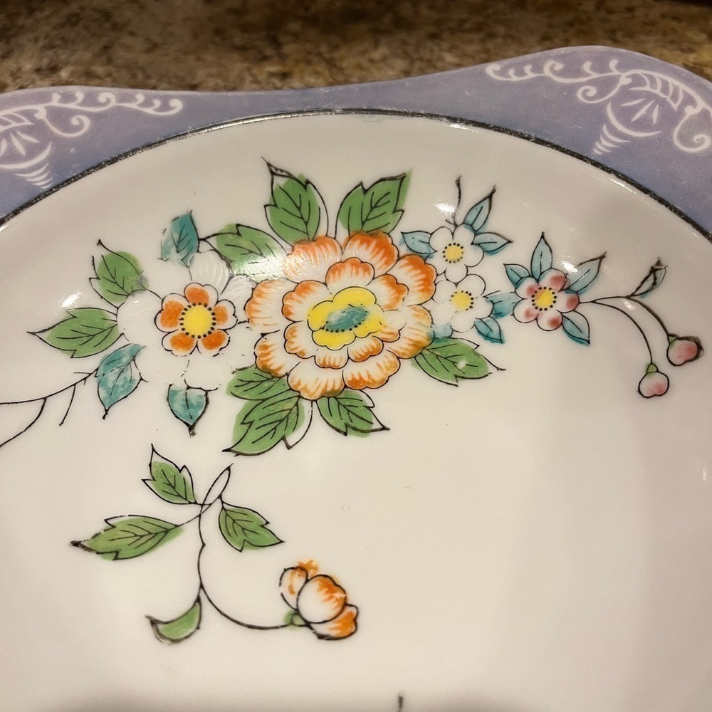 Vintage Square Blue Floral Lusterware Bowl 9” Dish Made in Japan - Picture 11 of 16